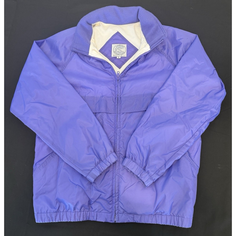 Vintage Current Seen Windbreaker Hood Lined Zipper Jacket Purple 80s 90s Size M